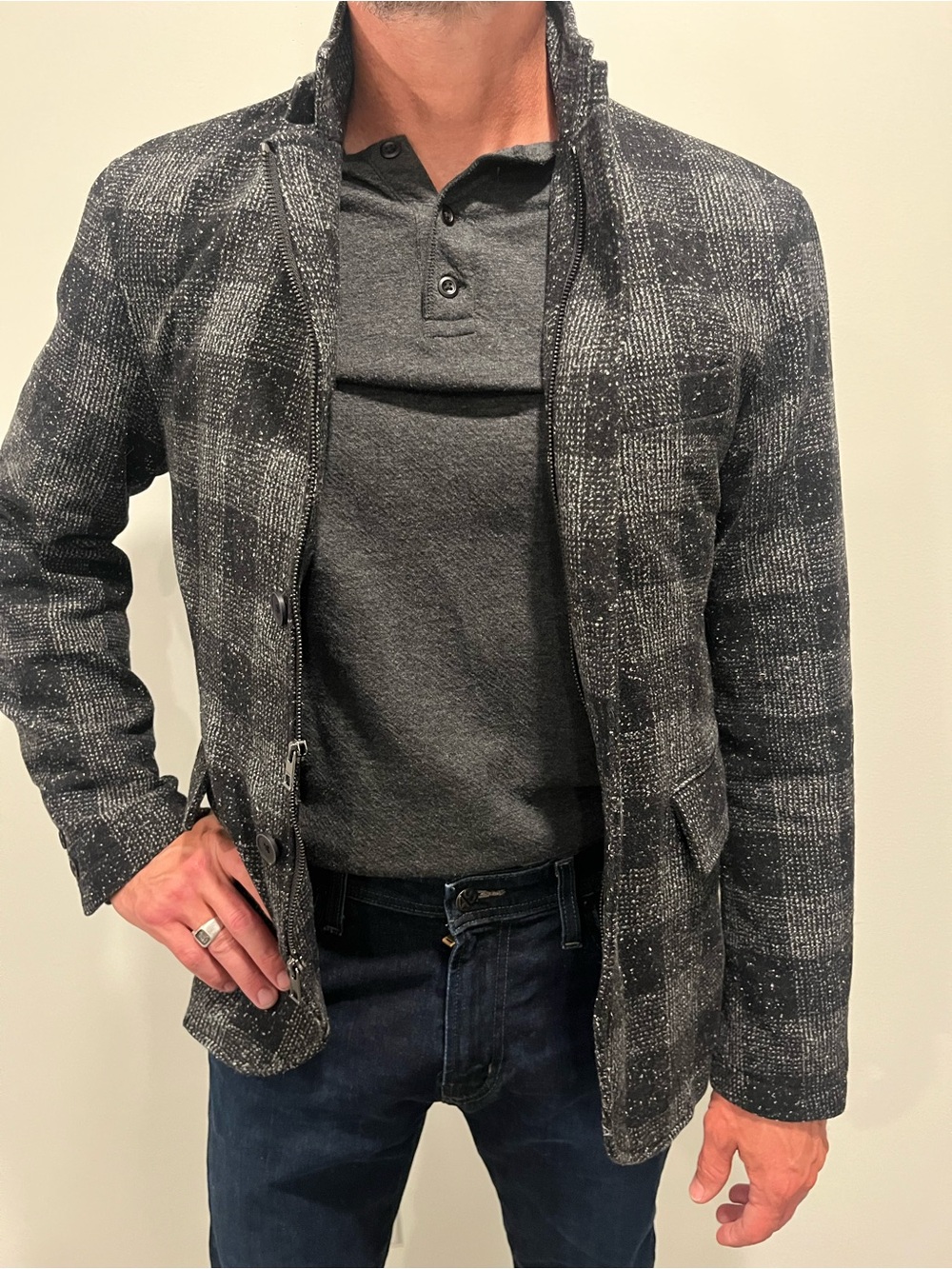 🖤 Michael Kors Black and White Striped Lined Jacket